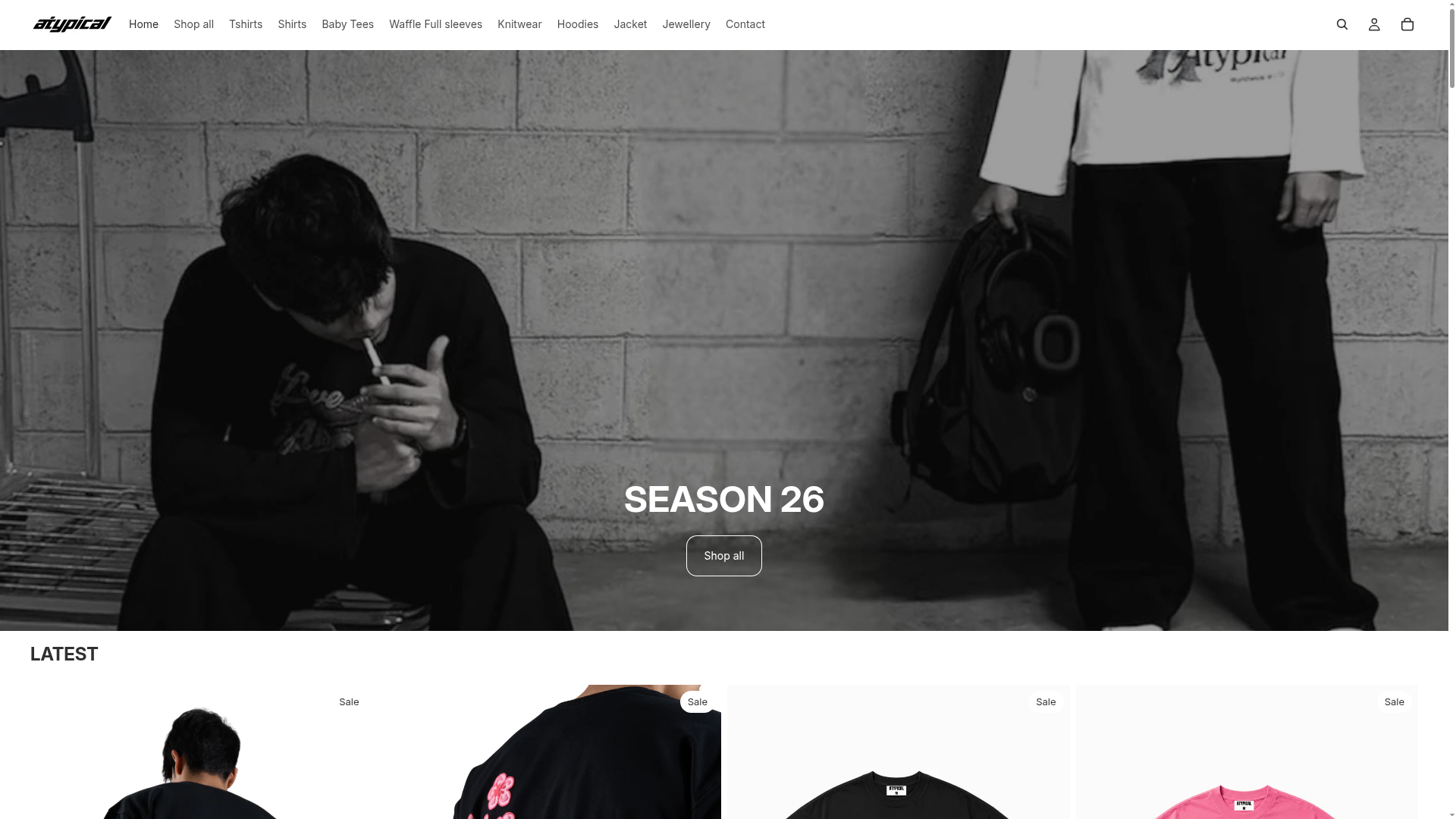 Atypical Clothing website preview